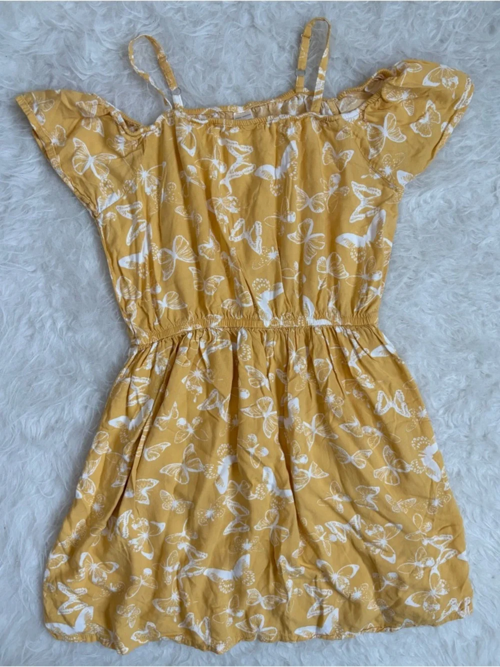 OshKosh B'gosh Girls Mustard Yellow Cottagecore Butterfly Print Sundress